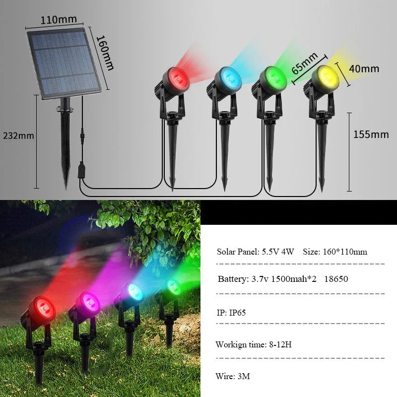 Enhanced Colorful Solar Spotlights Outdoor Garden Yard Tree Spike Zpaxo 1 To 4 Colorful