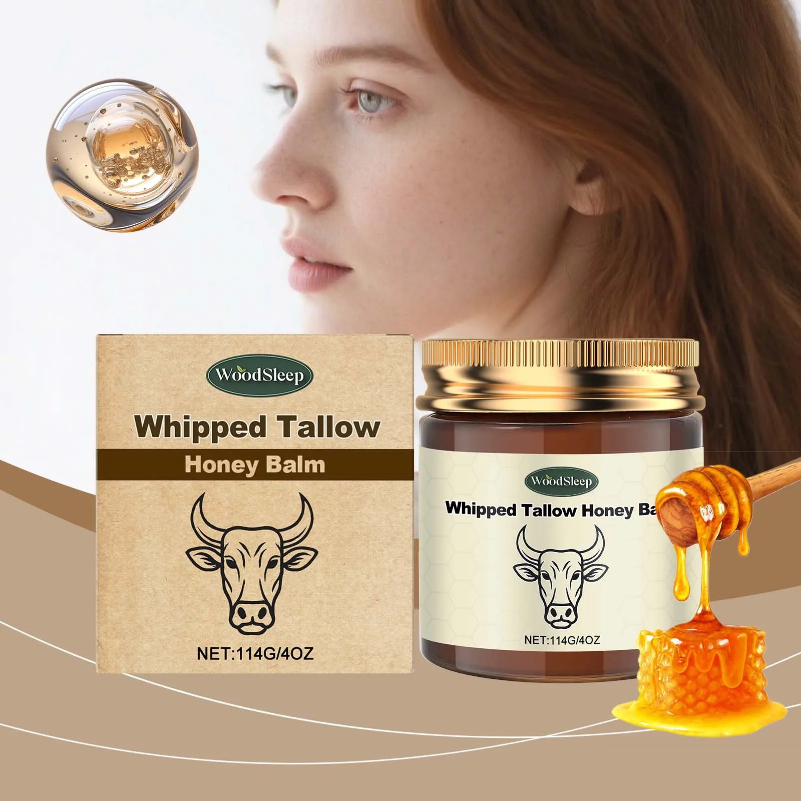 Whipped Tallow Honey Balm Moisturizer Deep Nourishment Lock Hydration Soothes Skin Boosts Elasticity Firming Lifting Face Cream Zpaxo