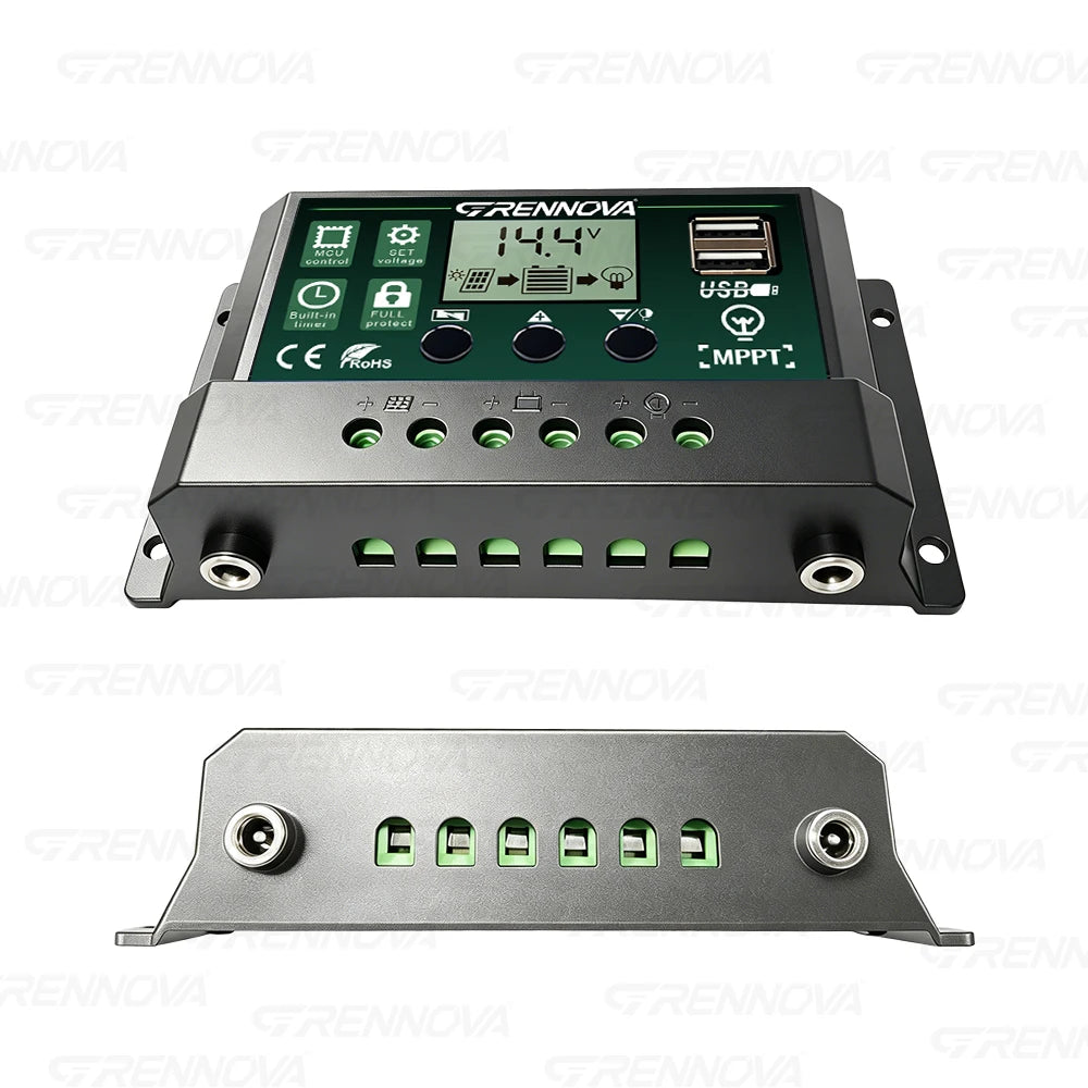 GRENNOVA 10A-60A MPPT Solar Charge Controller 12V 24V Auto Supports Zpaxo