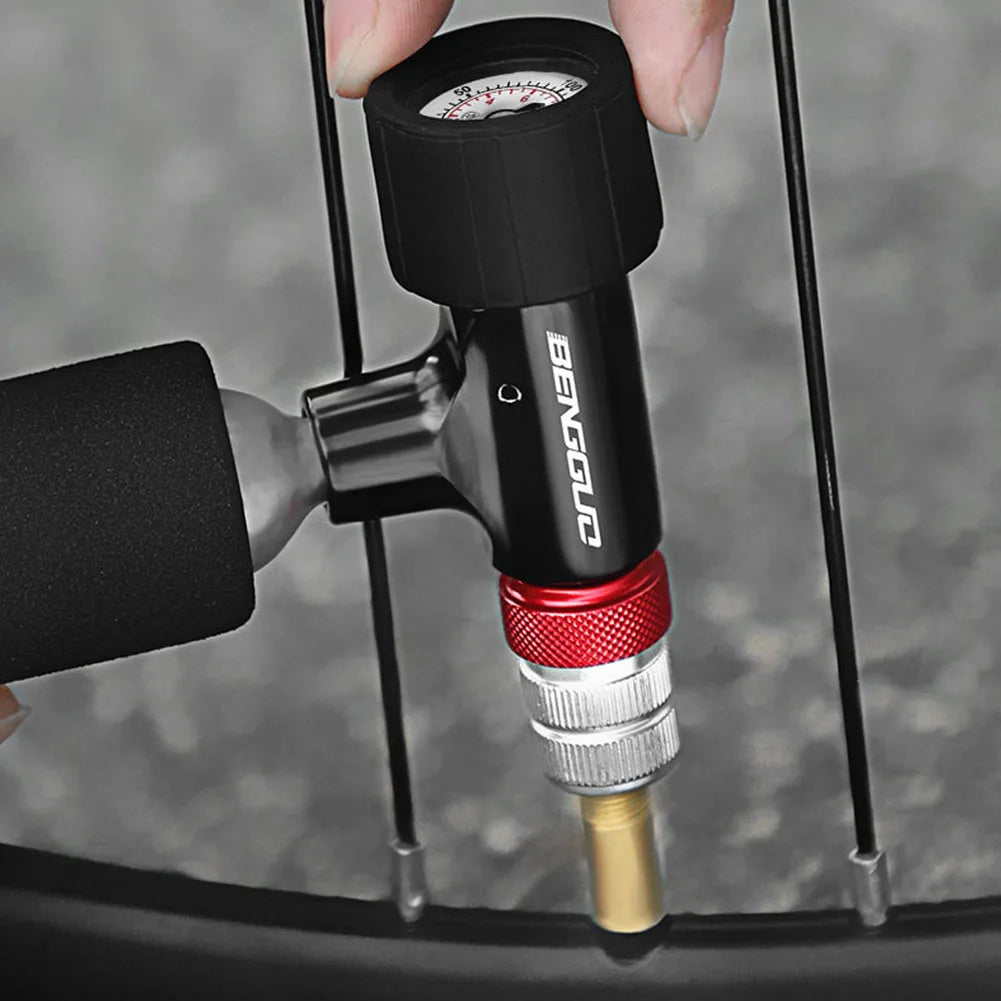 Bicycle Quick Inflatable Head Lightweight CO2 Gas Pump Reusable Bike