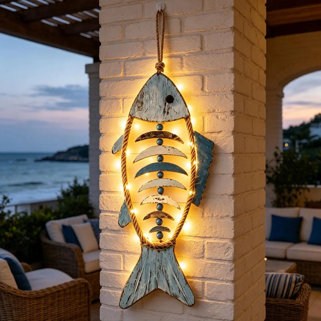 LED Wall Decor Hangable Romantic Sea Illumination Ornament Fish Shape Wall Light Decor for Bedroom Dorm Porch Hallway Bathroom Zpaxo