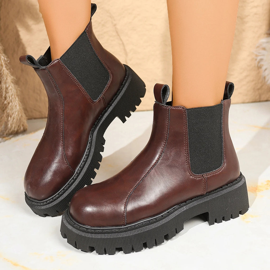 Trend Women Ankle Boots Elegant Fashion Thick-soled Short Boots Autumn Winter Comfortable Shoes Women Outdoor Shoes for Women Zpaxo
