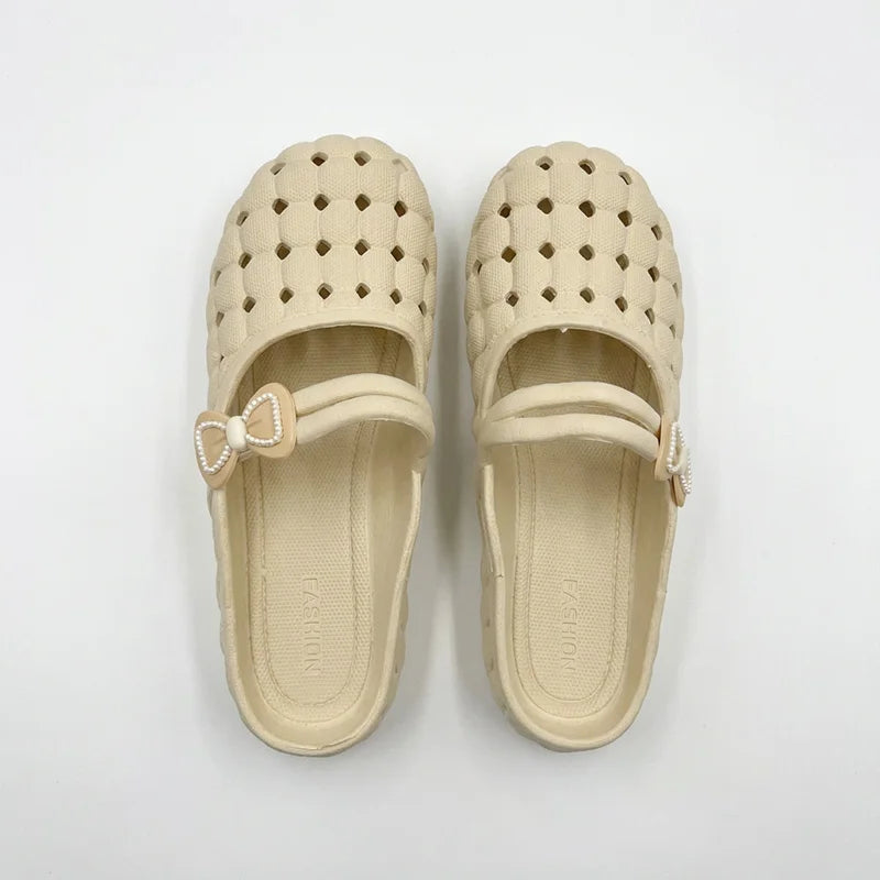 Summer Slippers Women Cute Bow Women's Sandals Indoor Outdoor Hollow