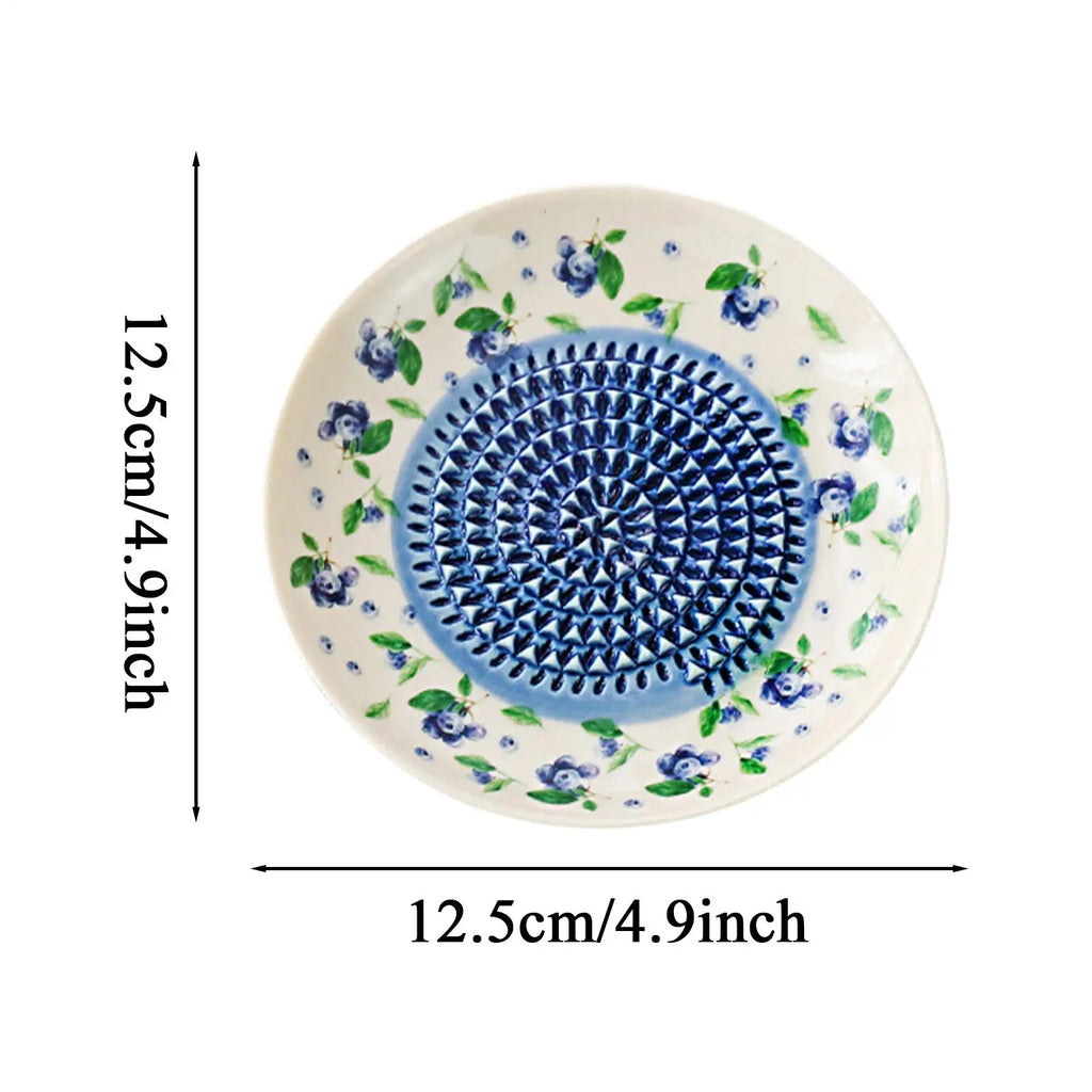 Garlic Grater Plate Manual Ceramic Fruit Pattern Bowl Dish Ginger