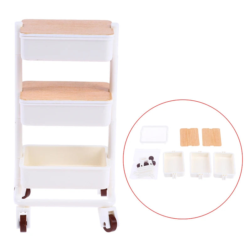 1 12 Dollhouse Miniature Three Layers Trolley Dining Cart Wheels