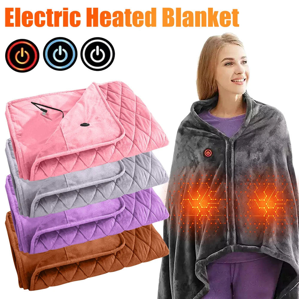 Office Wearable USB Electric Heated Blanket 5v 3 Level Throw Areas