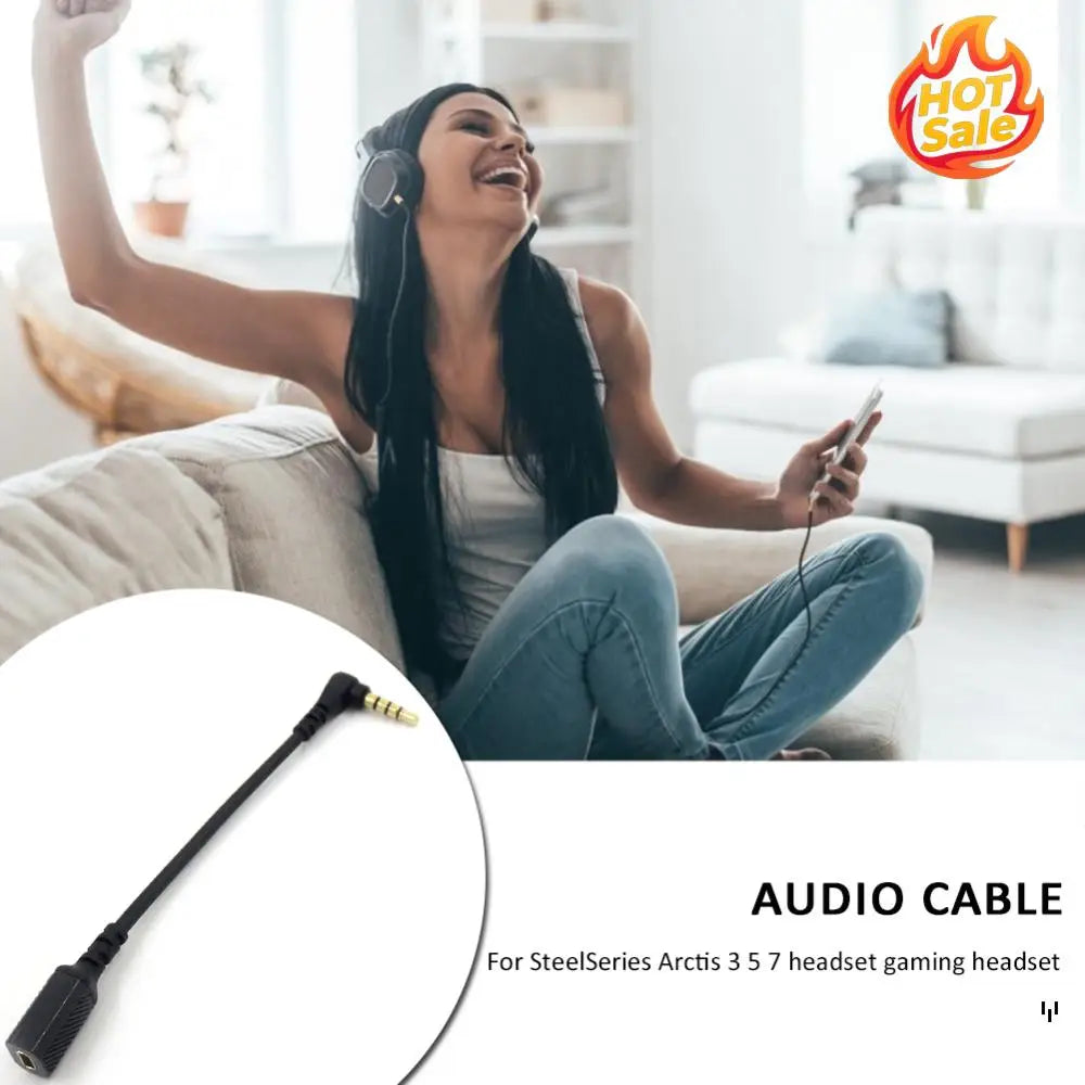 Replacement Sound Card Audio Cable Black Male to Female Cable Adapter for SteelSeries Arctis 7 5 3 Gaming Headset Zpaxo