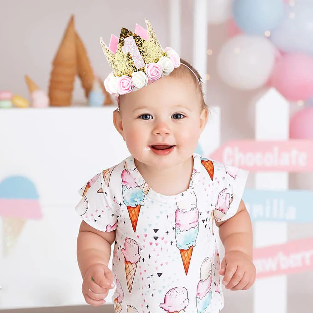 Baby Birthday Party Hat Crown 1 2 3 Year Girl Princess Headband Kids
