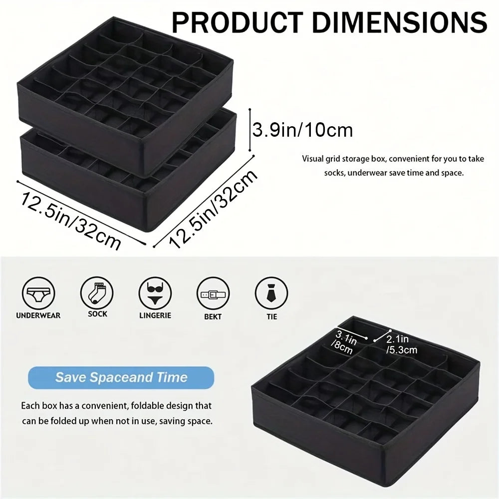 24-Cell Foldable Drawer Organizer Tension Mount Moisture-proof