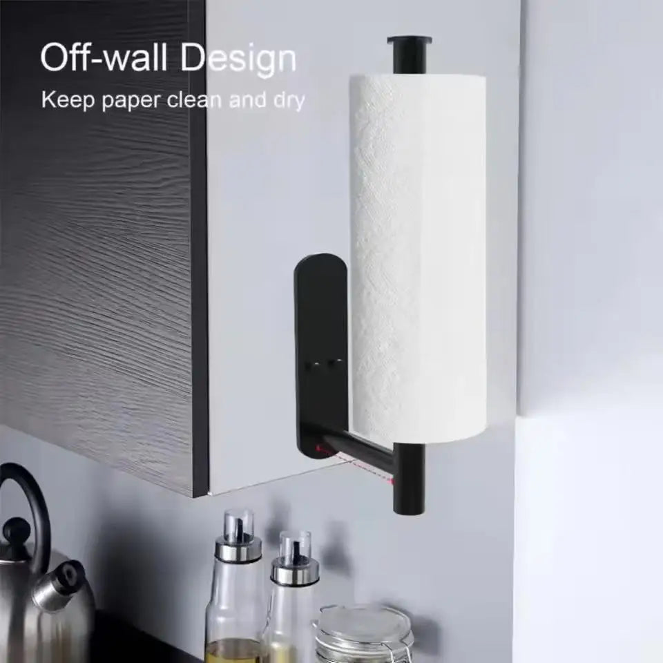Stainless Steel Silver / Black Paper Towel Wipe Hanging Rack Can Store Cling Film Wipes Roll Paper Rack For The Kitchen Bathroom Zpaxo