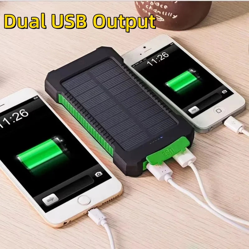 500000mAh Waterproof Outdoor Solar Power Bank Dual USB Travel Portable Solar Charger SOS Flashlight for iPhone Xiaomi Huawei Zpaxo