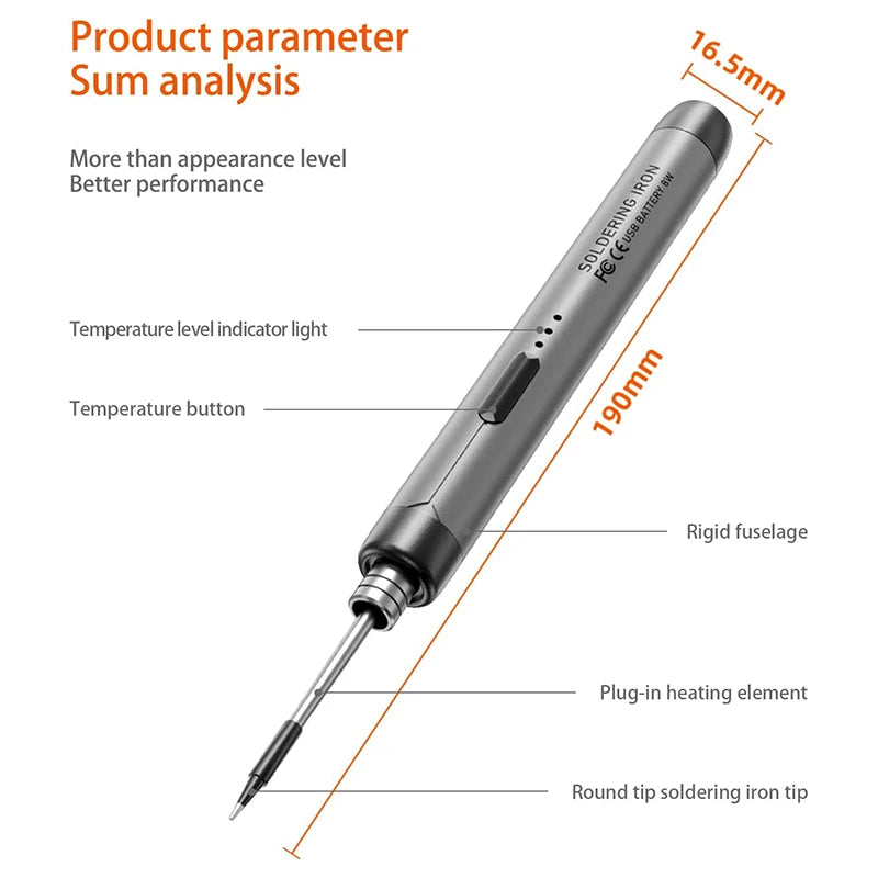 USB Soldering Iron Mini Small Tool 800mAh Lithium Battery Rechargeable