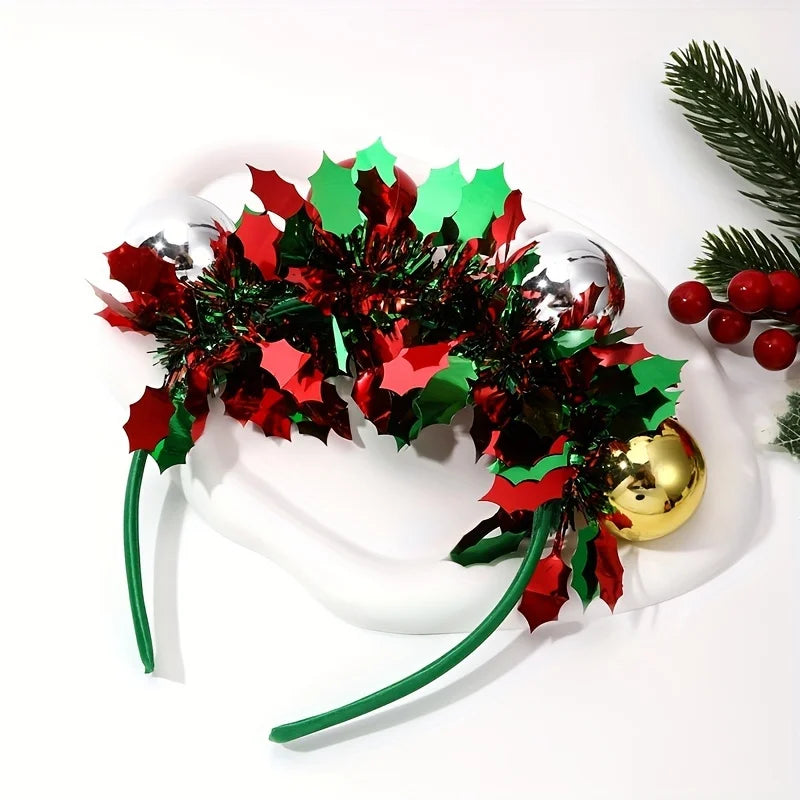 Christmas Headdress Sequin Bead Hair Headband Holiday Season Decor