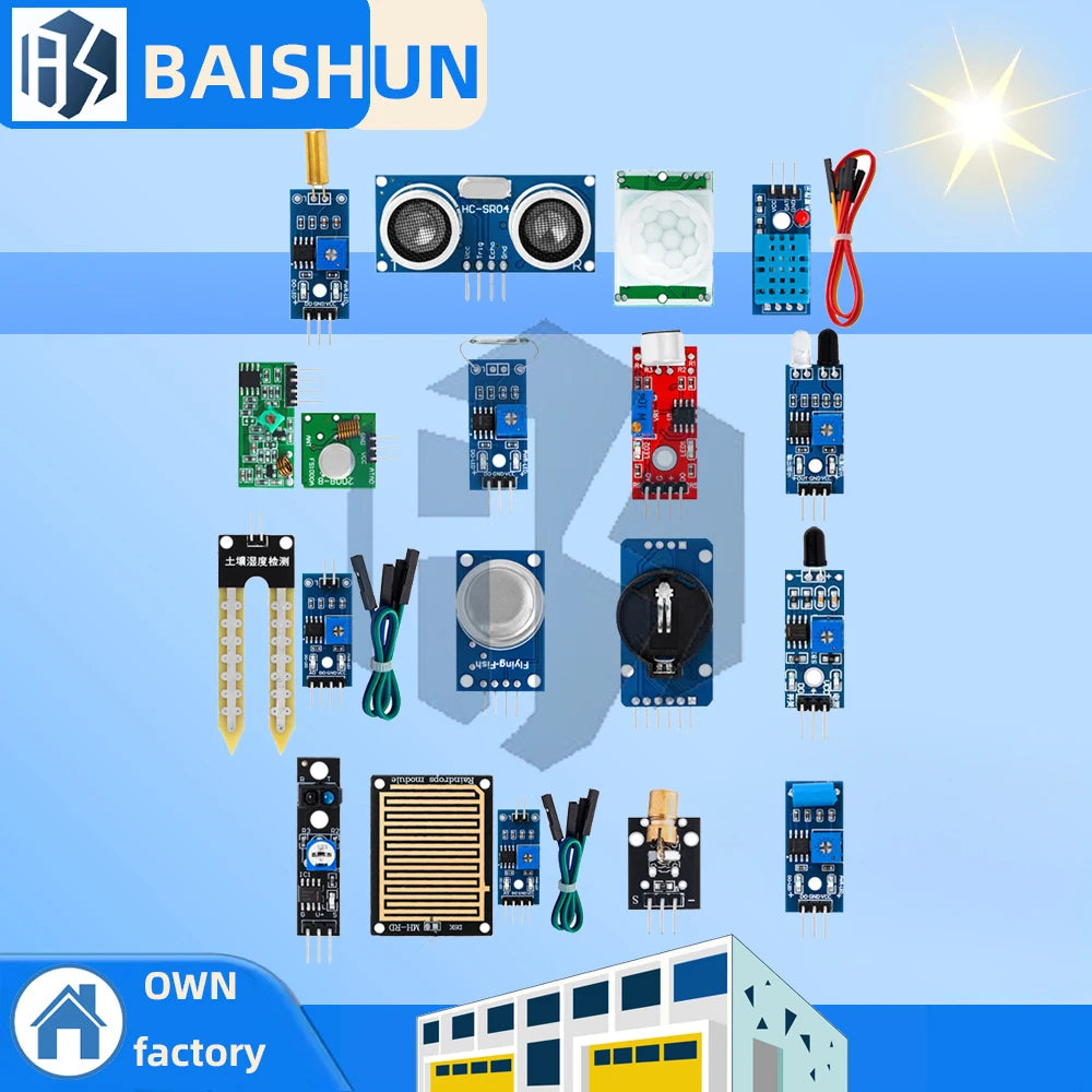16-Piece Multi-Function Sensor Module Assortment - HC-SR04/501/DHT11/DS3231/KY-008 for Raspberry Pi &for Arduino Prototyping Zpaxo 16pcs