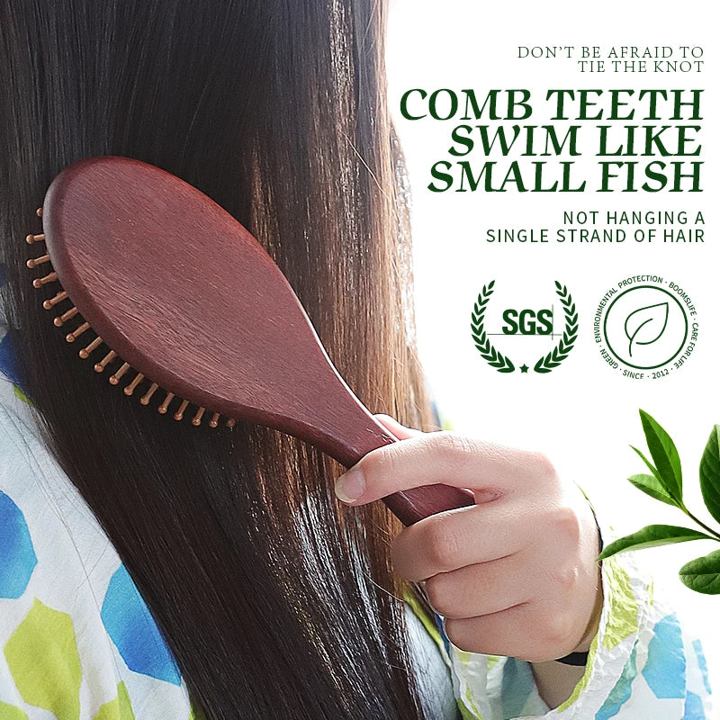 BOOMSLIFE Personalized Massage Scalp Hair Brush Wide Tooth Oak Wood Comb for Hair Women Custom Wood Needle Styling Hairbrush Zpaxo