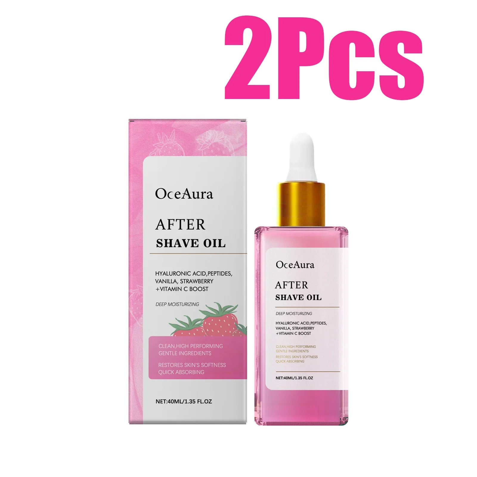 OceAura Strawberry After Shave Oil – Soothing & Moisturizing After Shave Oil Zpaxo 2 x 40ml Boxed