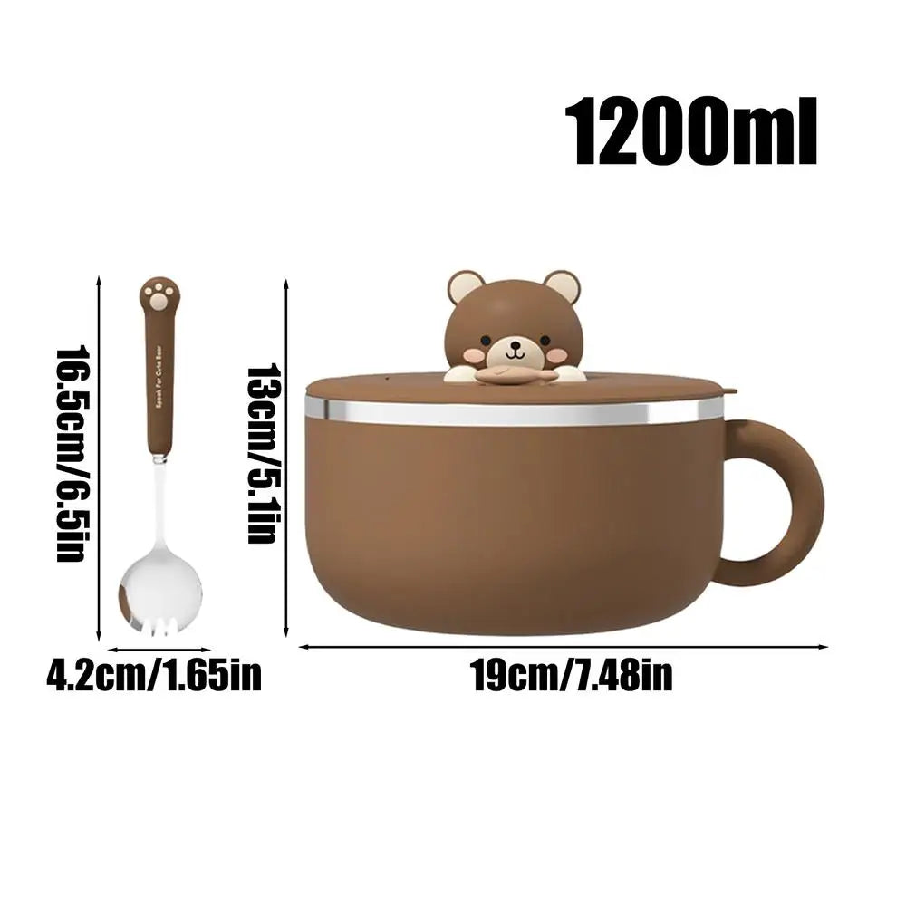 Instant Noodle Bowl 1200ml Stainless Steel Heat Insulation Instant Noodle Maker Bowl for Kitchen College Dorm Apartment Dining Zpaxo A CN