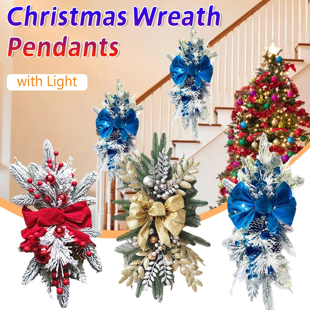 Christmas Wreath Pendants Light Atmosphere Decorative Stair Garland