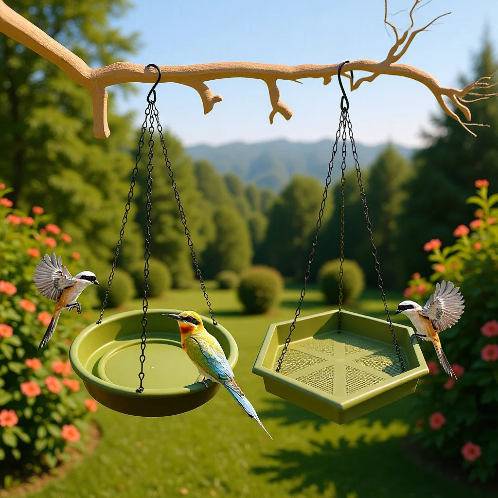 Hanging Wild Bird Seed Feeder Water Dispenser Outdoor Garden