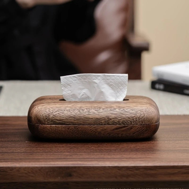 Chinese-Style Solid Wood Tissue Holder – Walnut Tabletop Box Wood Tissue Box Holder Zpaxo