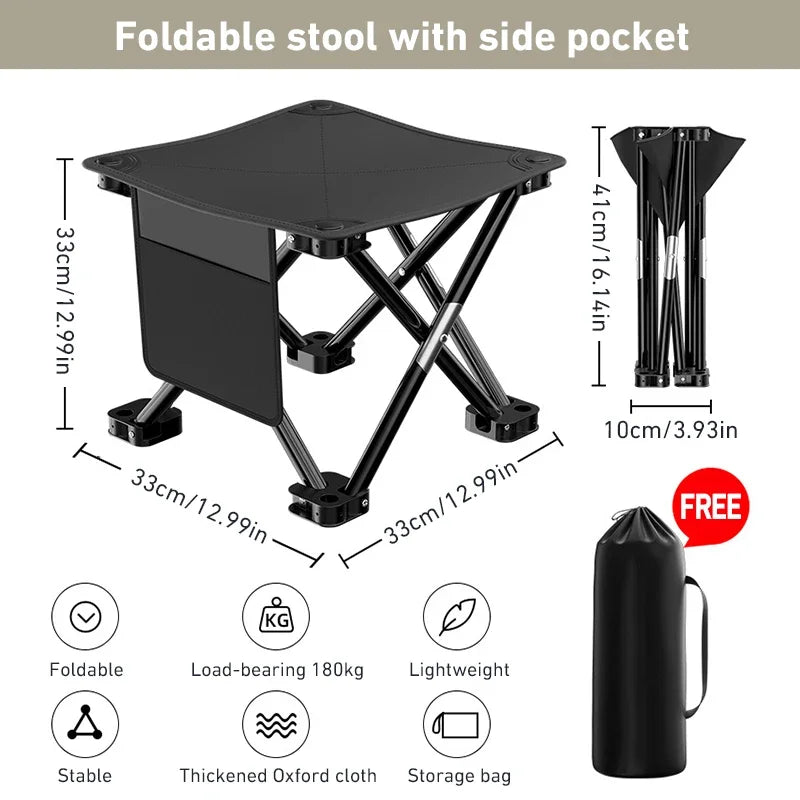 Outdoor Portable Folding Stool Camping Collapsible Foot Stool Hiking Beach Travel Picnic Fishing Seat Tools Ultralight Picnic Zpaxo