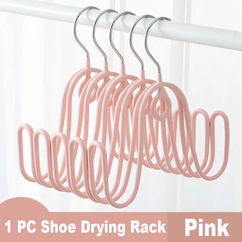 Windproof Shoe Drying Rack Balcony Clothes Hanger Storage Hook