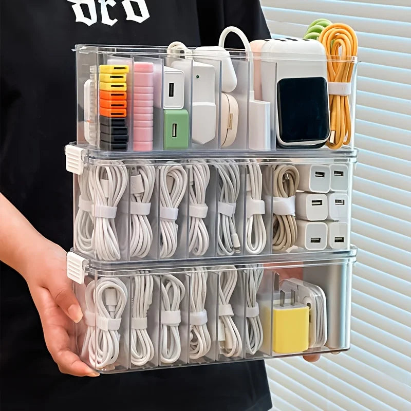 Desktop Cable Organizer Box Large Capacity Data Storage Dustproof