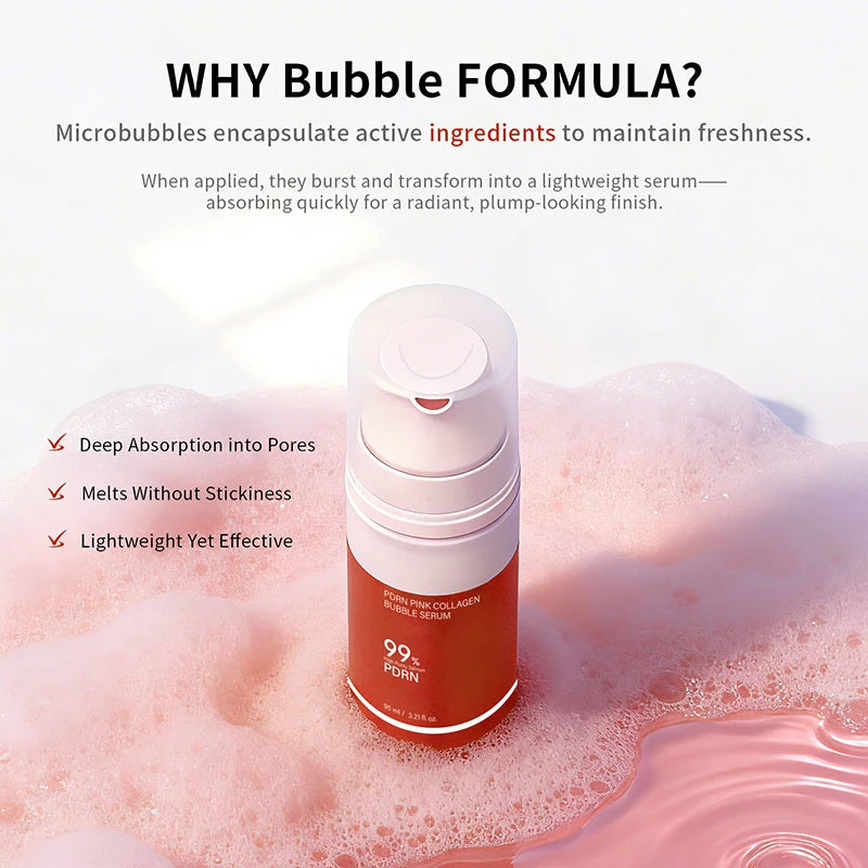 PDRN Pink Collagen Bubble Serum – Hydrating Firming Essence Collagen Face Serum Zpaxo
