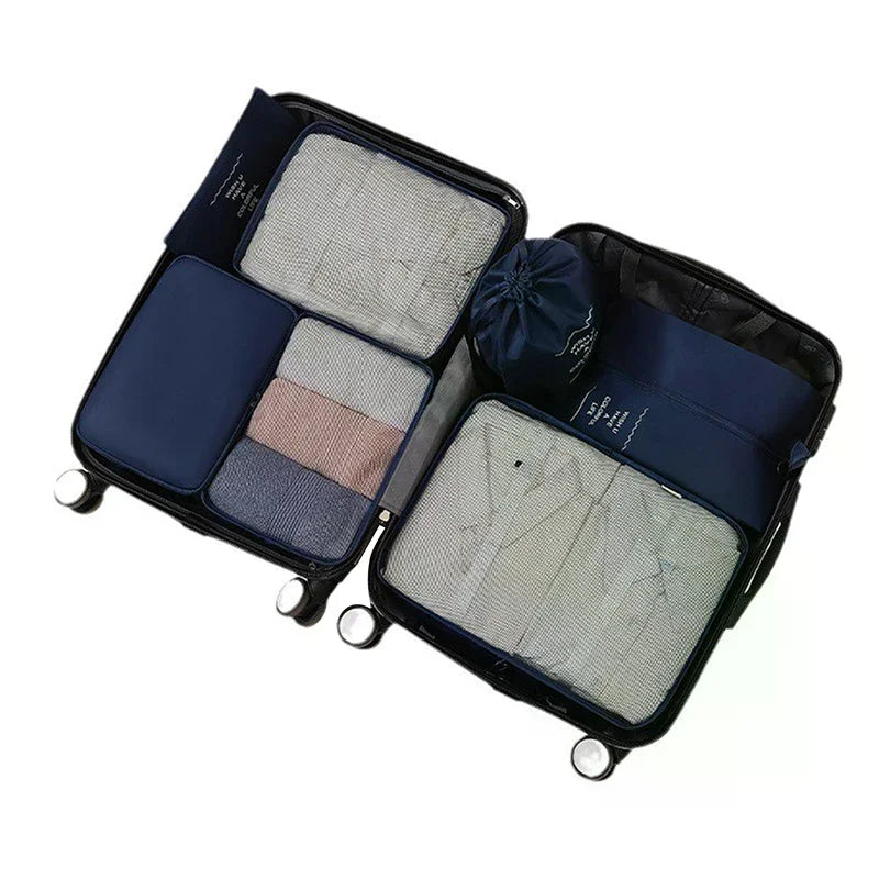7Pcs/Set Folding Travel Storage Bags Digital Toiletries Shoes Clothes Organizer Suitcase Clothes Tidy Pouch Packing Cubes Set Zpaxo