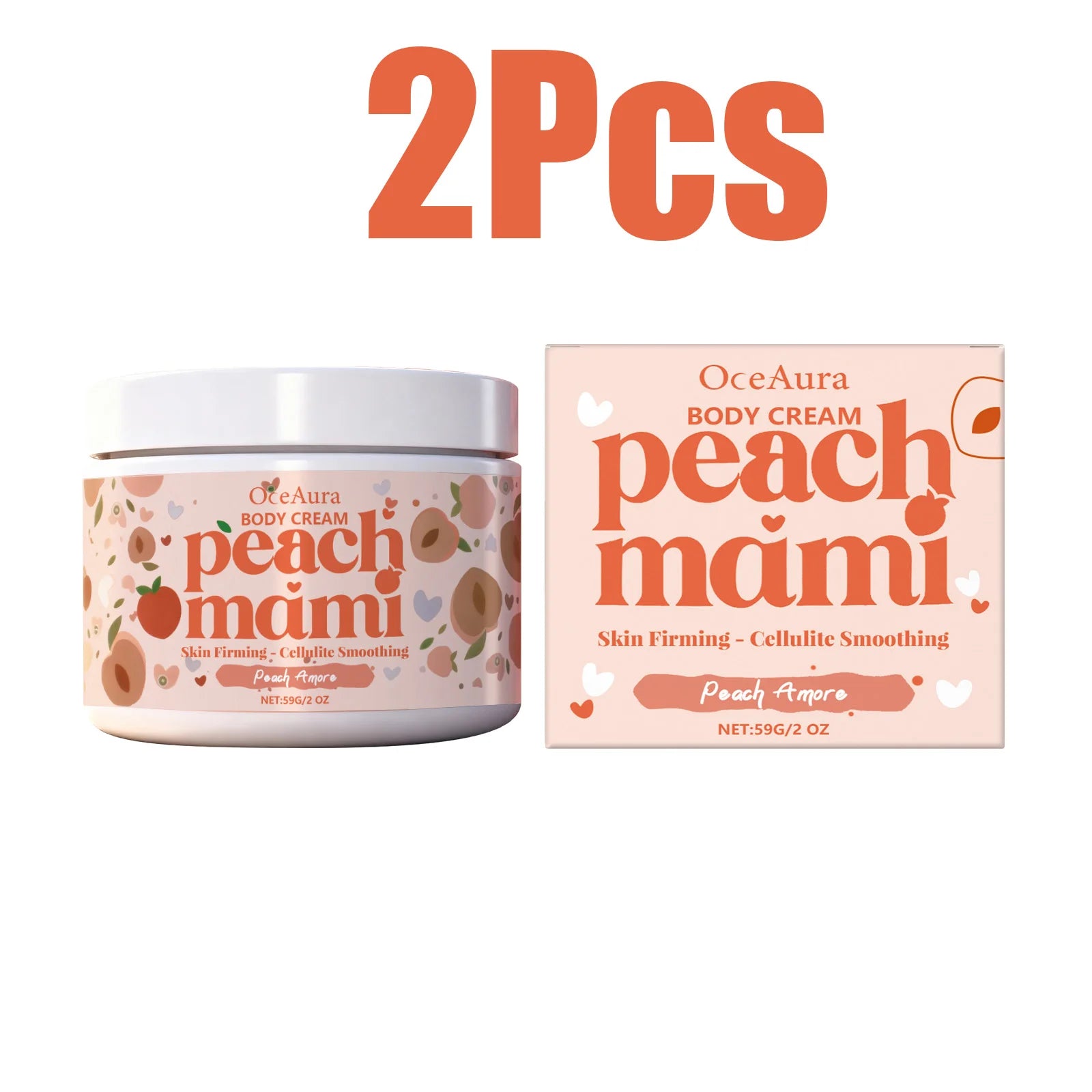 Peach Firming Body Cream Moisturizing Tightening Lifting Smoothing Skin Daily Use for Elastic Nourished & Protected Skin Zpaxo 2 x 59g Boxed