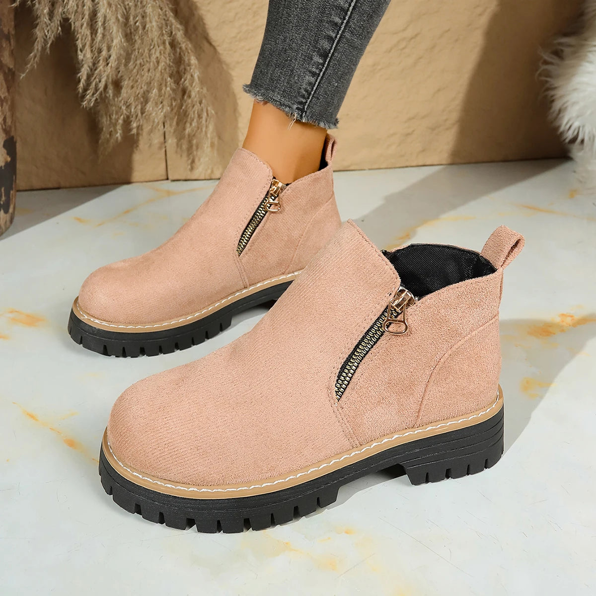 2025 New Women Boots Fashion Comfortable Shoes for Women Trend Plus Size Platform Shoes Lightweight Thick Sole Ankle Boots Women Zpaxo