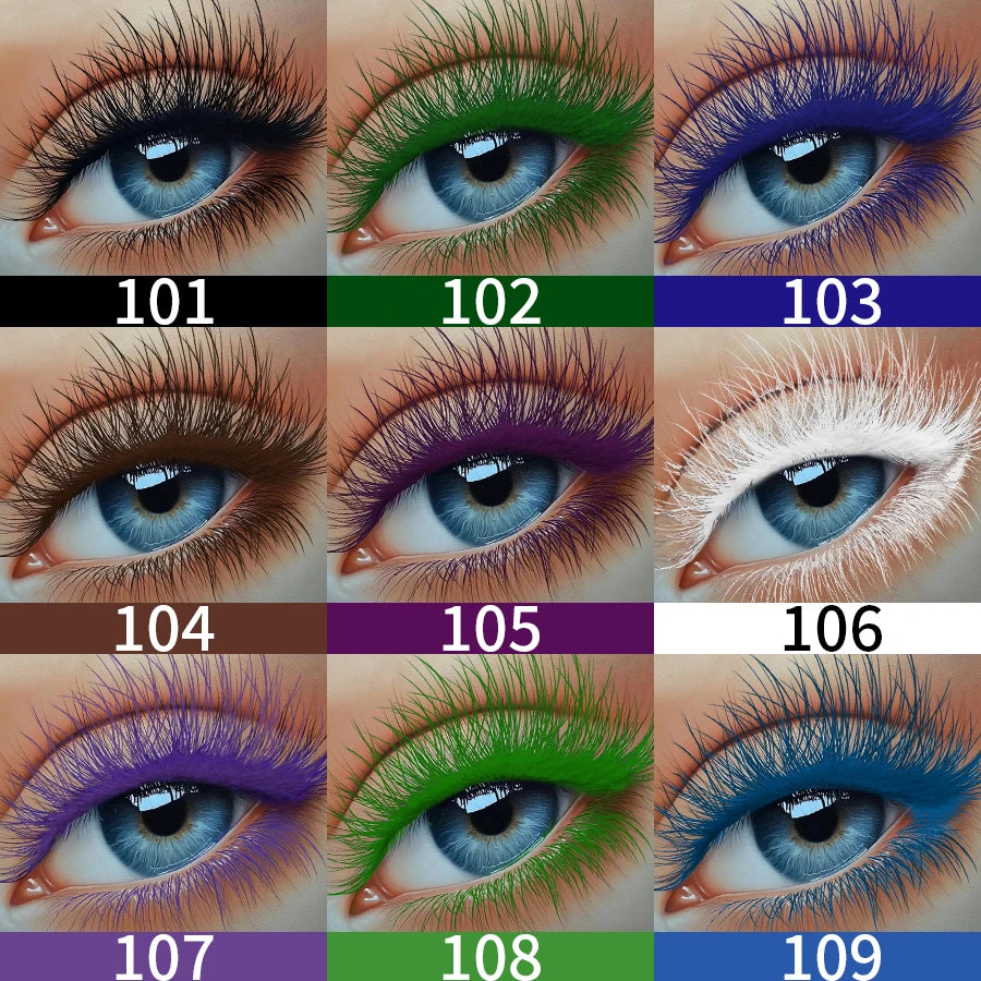 9 Colors 5D Mascara Blue White Green Black Thick Curl Waterproof