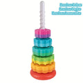 Rotating Rainbow Tower Stack Unstack Puzzle Toy 6 Colorful Levels