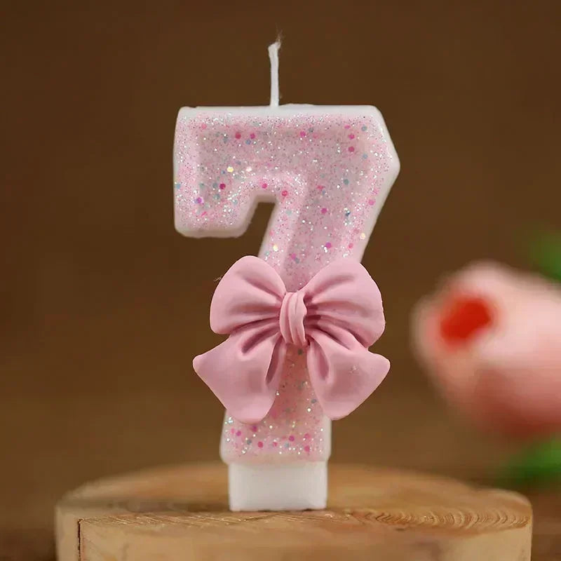 1 2 3 4 5 6 7 8 9 3D Number Candle Cake Number Cake Candle Pink Glitter Birthday Candle Topper Birthday Party Cake Decor Hot Zpaxo 7