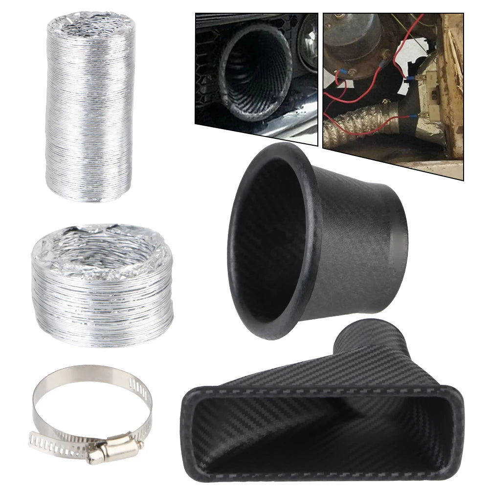 Car Front Bumper Air Intake System Funnel Pipe Round Square Nozzles