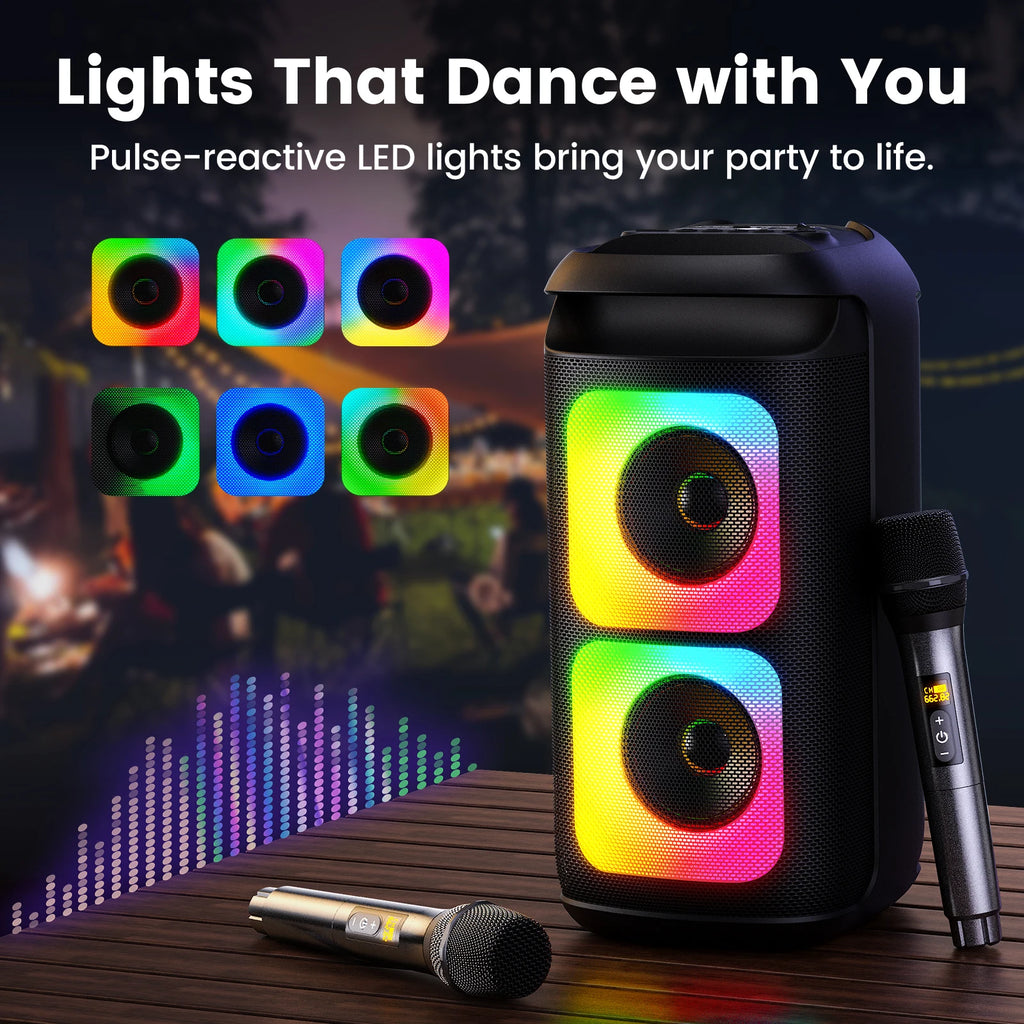 T37 Large Bluetooth Speaker Karaoke Machine Two Microphones Usb Tf