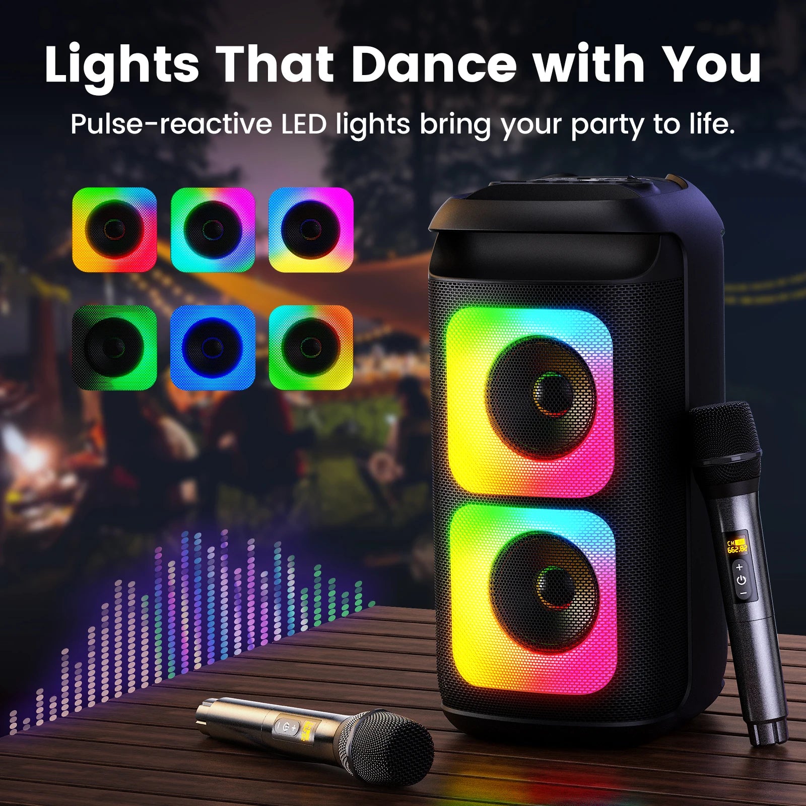T37 Large Bluetooth Speaker Karaoke Machine Two Microphones Usb Tf