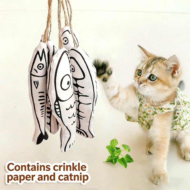 Interactive Fish Cat Toy Soft Catnip Chew Stick Rattle Bite Resistant