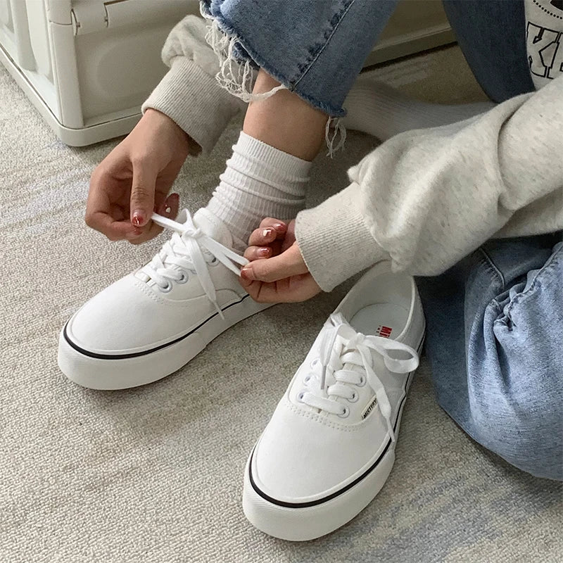 Casual Flats Canvas Sneakers Women Outdoor Solid Shallow Sports Shoes