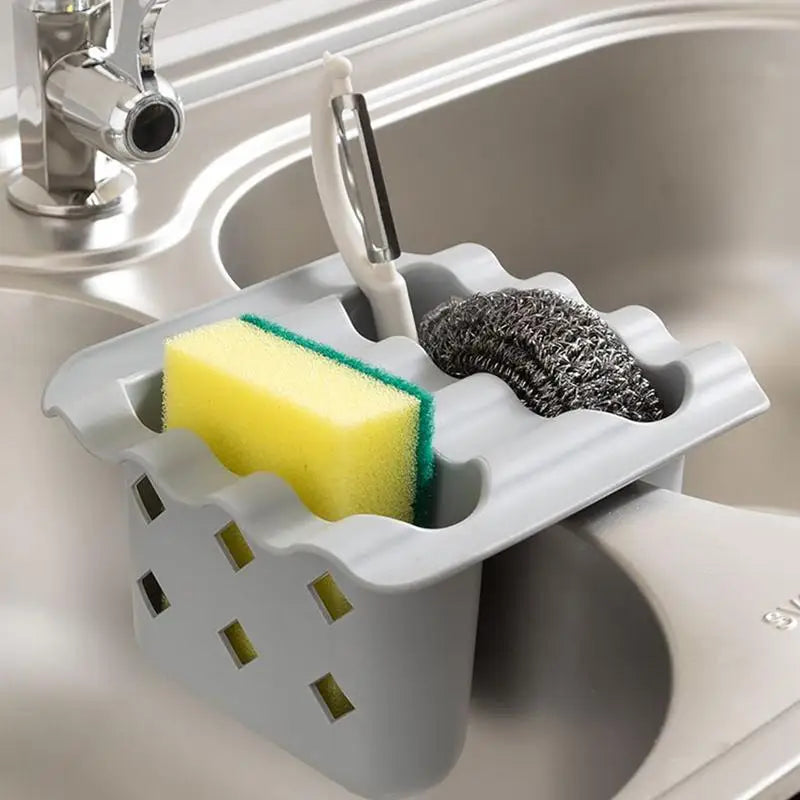 Double Sink Draining Hanging Bag Adjustable Press Faucet Shelf Sponge