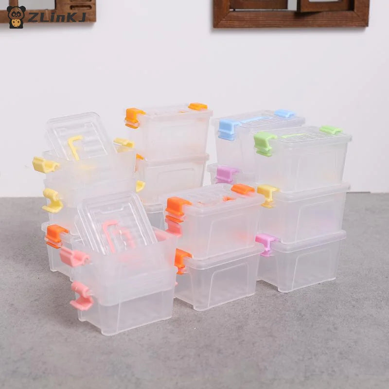 Portable Organizer Case Dollhouse Transparent Plastic Storage Box Zpaxo
