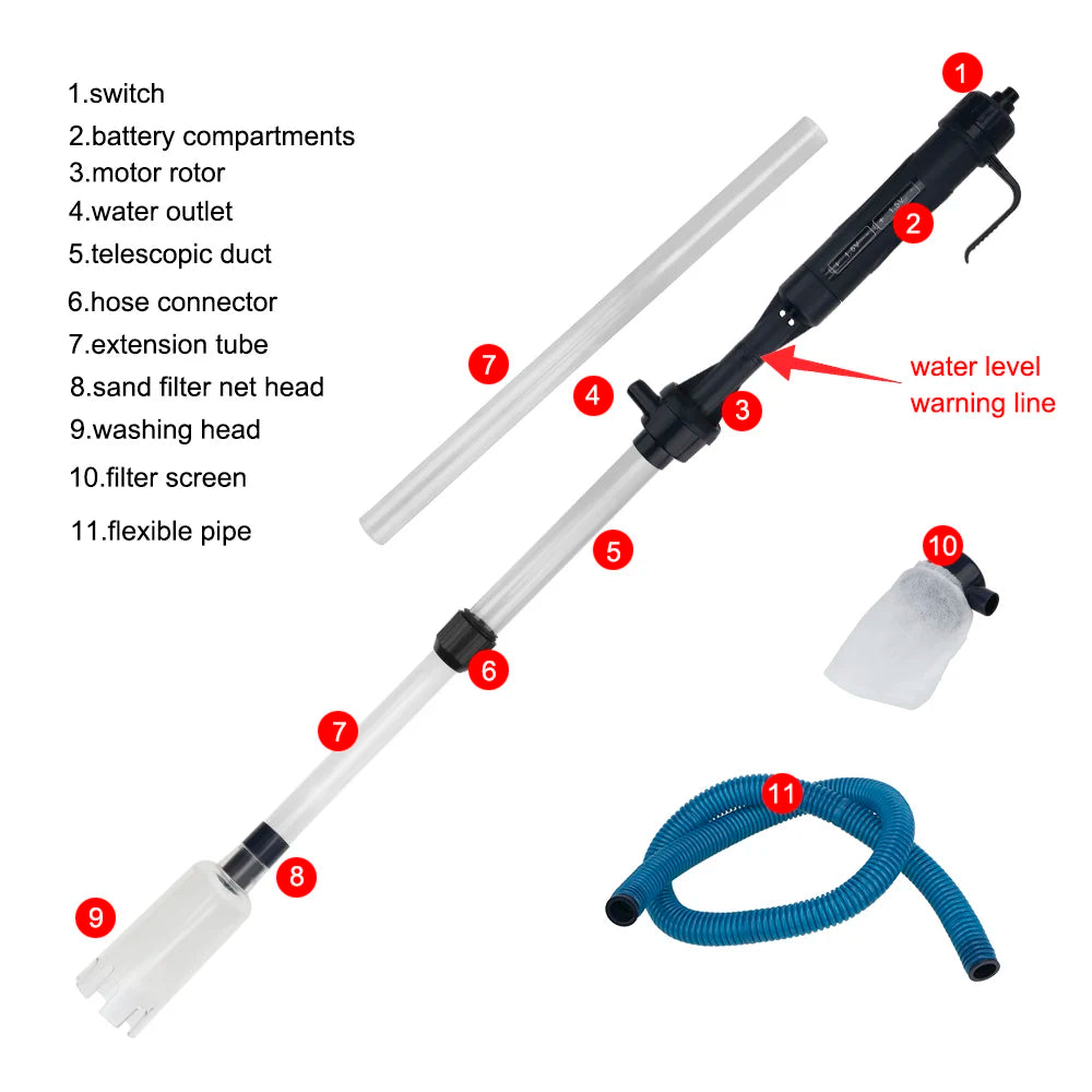 Electric Water Change Pump Waste Remover Filters Tools Aquarium Fish