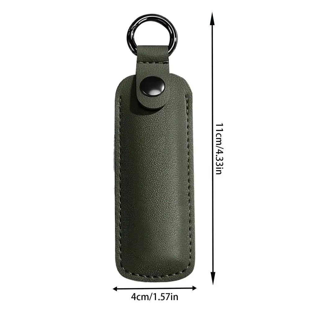 PU Leather U Disk Pouch Protective Cover Anti Lost Flash Drive Case Zpaxo Dark Green