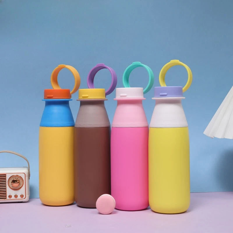Cross-border New Dual-drinking Milk Tea Cup, 304 Stainless Steel Vacuum Insulated Cup, Detachable Handheld Children's Water Cup Zpaxo