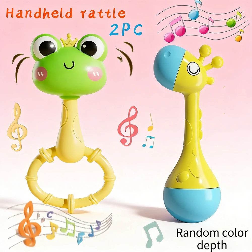 Cute Hand-held Rattles Colorful Animal Designs Hand Cranked Bell