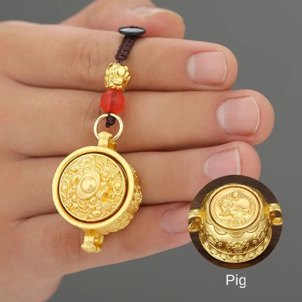 2 Pcs Zinc Alloy Zodiac Keychain Chinese Signs Pendant Keys Accessory Special Pattern Crafts Car Key Chain Lovely Gift Zpaxo pig