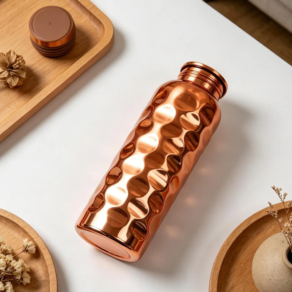 1000ml Copper Water Bottle – Leakproof Hammer Pattern Sports Jug Copper Water Bottle Zpaxo