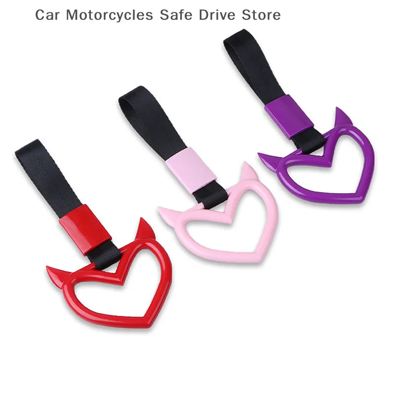CMColorful Car Tow Strap Ring Heart Train Bus Handle Hand Styling