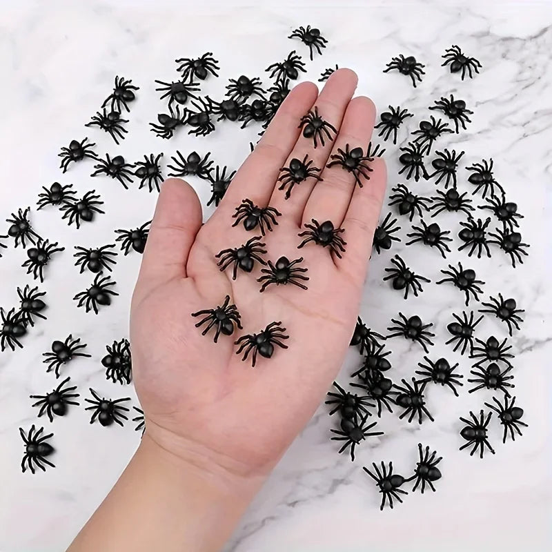 Wholesale Mini Fake Black Spiders Halloween Decoration Horror Spider DIY Party Haunted House Prop Lifelike Insects Tricky Toys Zpaxo