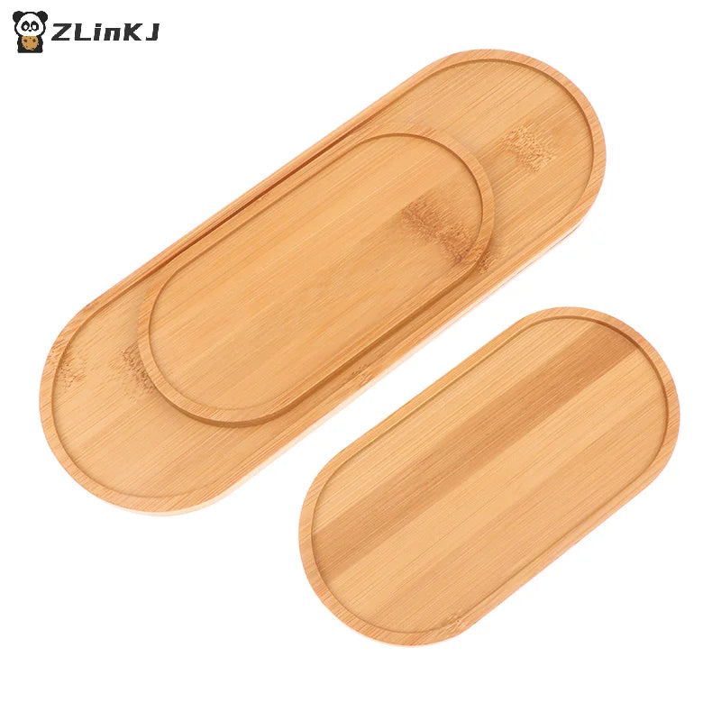 Bamboo Tray Wood Saucer Flower Pot Cup Pad Coaster Plate Kitchen Zpaxo